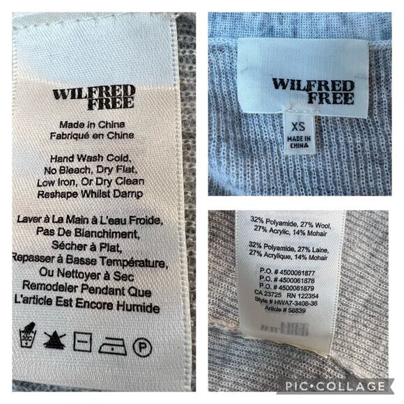 Aritzia Wilfred Free Open Front Cardigan XS Wool Mohair Neutral Pockets Casual - Picture 7 of 10